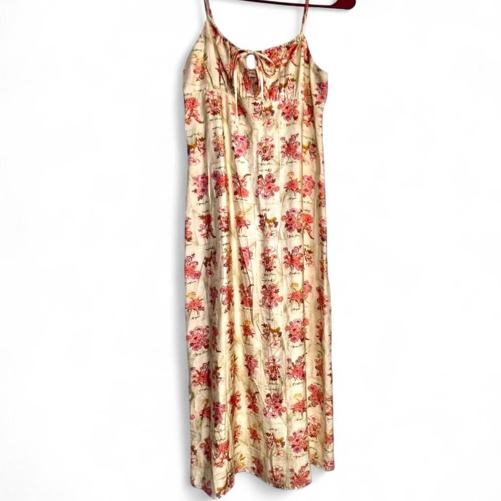 Floral Summer Slip Maxi Dress in Cream and Pink